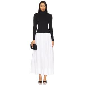 LOVERS & FRIENDS SOL MIDI DRESS white and black long sleeve